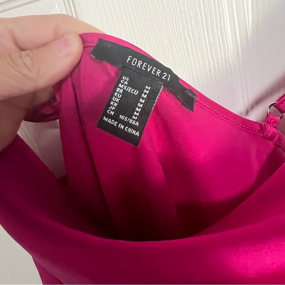 Forever 21 Hot Pink Satin Slip Mini Dress Women’s Size M - Picture 12 of 14